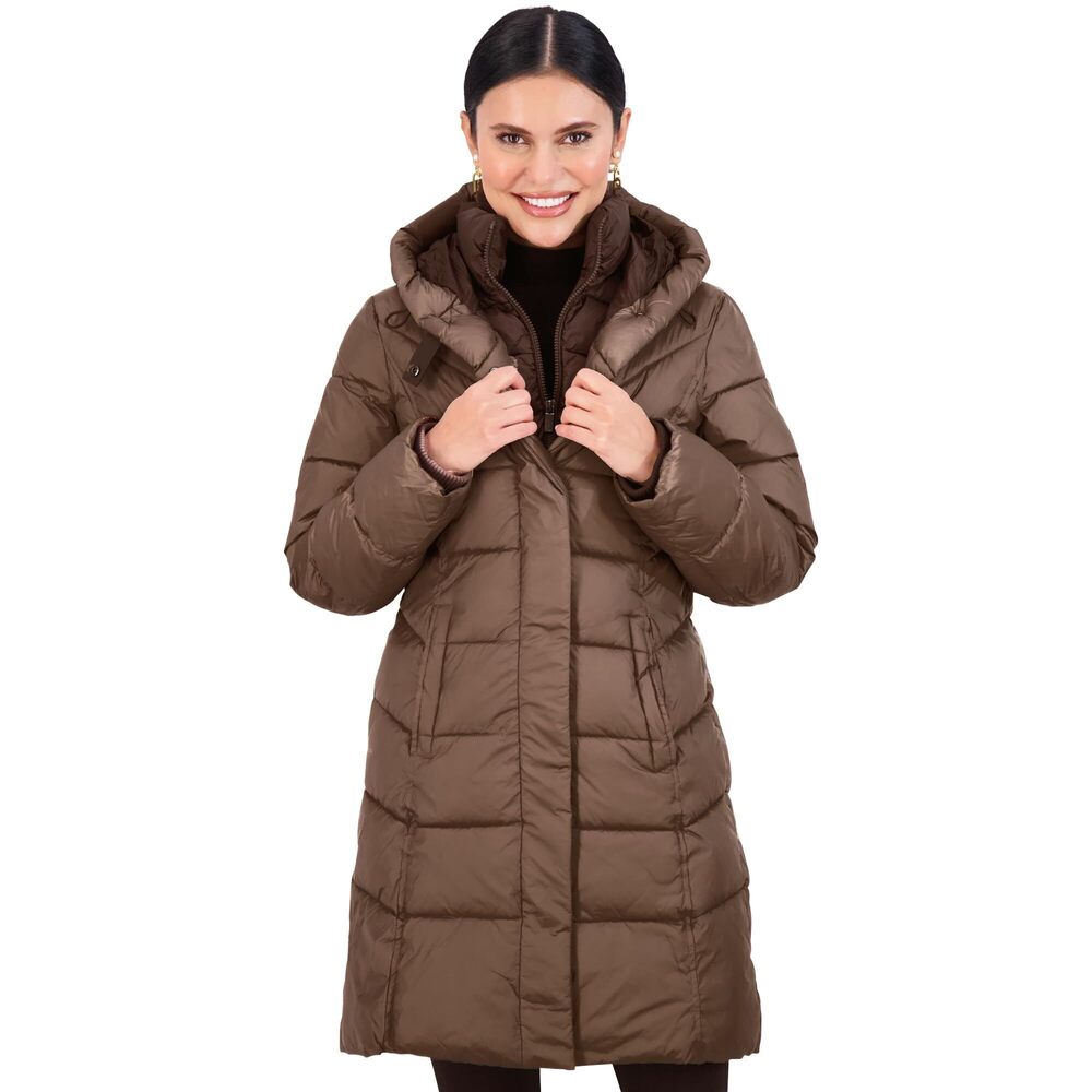 Jones New York Women's Warm Long Puffer Coat, Bronze, Size M